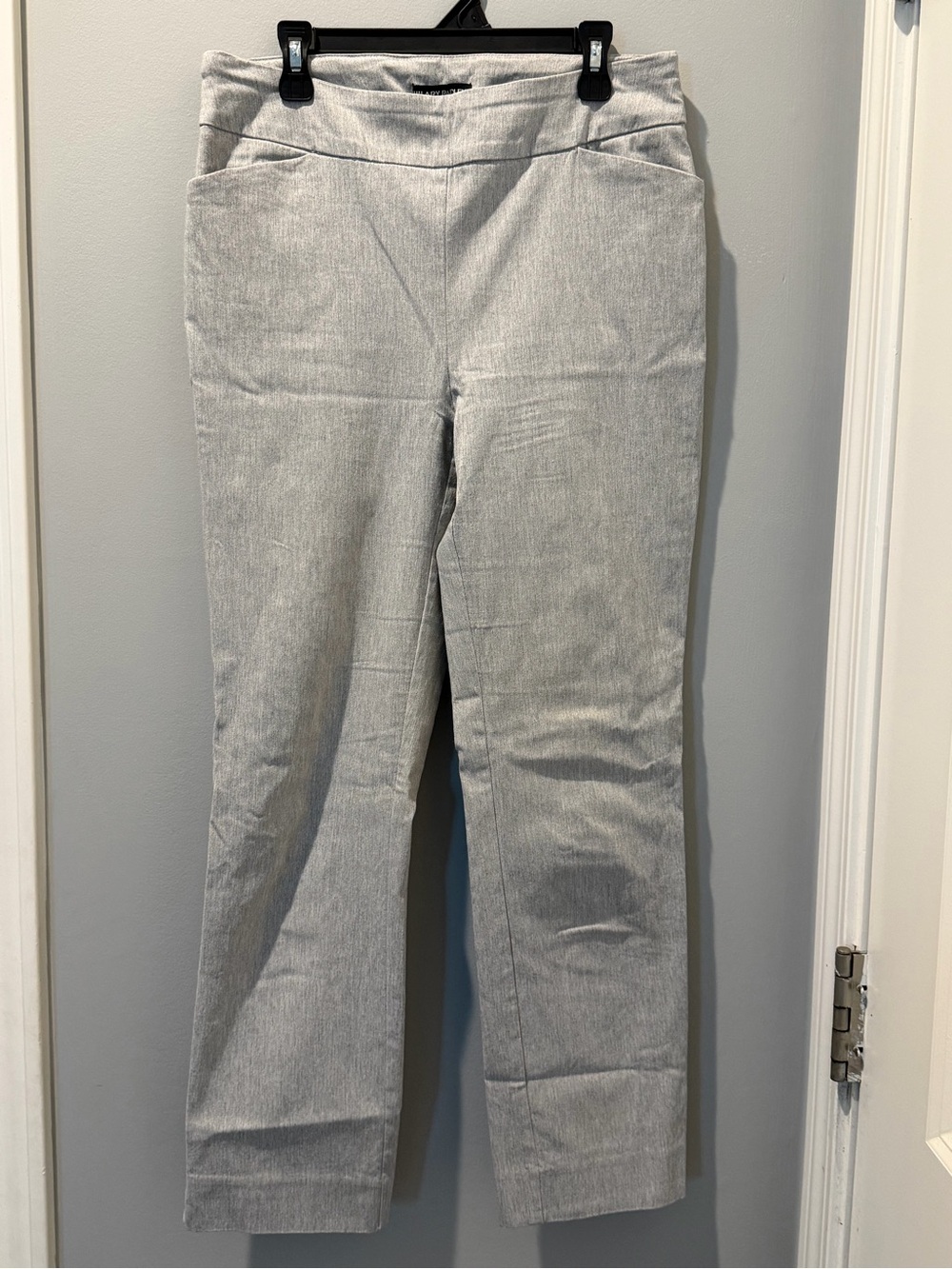 Hilary Radley Light Gray Straight-Leg Trousers